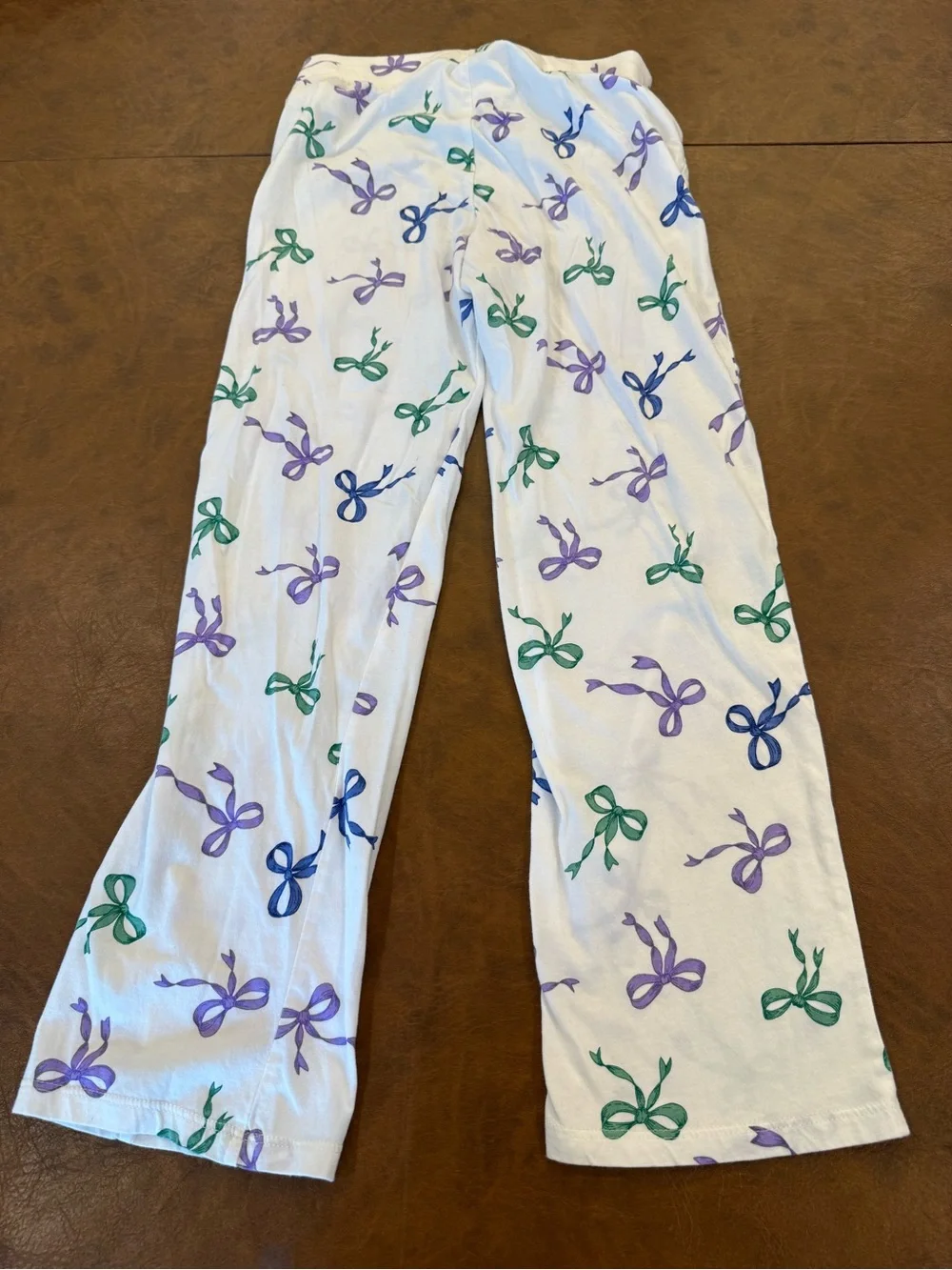 J.Crew White Pajama Pants with Purple & Green Bow Print Size XXS Petite